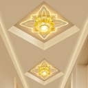 Yellow Floral LED Flush Mount Lighting Modernist Crystal Ceiling Light Fixture for Passageway