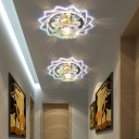 Lotus Flush Mount Ceiling Lighting Fixture Modern Crystal Foyer Flushmount Light in Clear