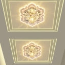 Flower Blossom Corridor Ceiling Flush Light Crystal Modernist LED Flushmount Light in Clear