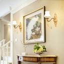 Traditional Shaded Wall Lamp Fixture Frosted White Glass Sconce Light for Stairs