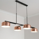 Rose Gold Bowl LED Island Lamp Nordic Style 4-Head Metal Hanging Lighting for Dining Room
