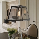 Clear Glass Trapezoid Hanging Lamp Vintage Single-Bulb Dining Room Lighting Pendant