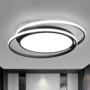 Circular Flush Light Modern Style Acrylic Bedroom LED Flush Ceiling Light Fixture in Black
