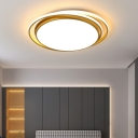 Circular Bedroom LED Flush Mount Acrylic Modern Flushmount Ceiling Lighting in Gold