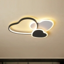 Minimalist Romantic Heart Shaped Ceiling Lamp Acrylic Bedroom Flush Mount Fixture in Black
