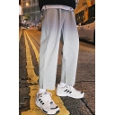 Casual Men's Pants Solid Color Elastic Waist Ankle Length Straight Pants