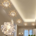 Lotus Blossom Living Room Ceiling Spotlight Clear Crystal Modern LED Flush Mount Light Fixture