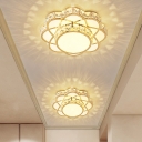 Flower LED Flush Mount Ceiling Light Modern Crystal Embedded Corridor Flush Light in Gold