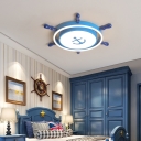 Ship Rudder Acrylic LED Flush Light Mediterranean Flush Mount Ceiling Fixture for Kids Bedroom
