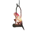 Parrot Chandelier Pendant Light Single-Bulb Stained Glass Retro Style Hanging Light for Corridor