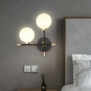 White Glass Modo Wall Light Sconce Nordic Style Black Wall Mounted Lamp for Bedroom