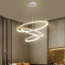 Layered Circle Living Room Chandelier Pendant Light Acrylic Contemporary LED Hanging Light in White