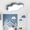 Blue Cloud Shaped Flush Light Cartoon LED Metal Flush Mount Ceiling Light Fixture for Nursery