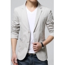 Basic Men's Suit Jacket Solid Color Button Closure Long Sleeves Regular Fitted Suit Jacket