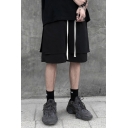 Fashionable Lounge Shorts Panel Drawstring Pockets Mid-waisted Boxy Knee Length Shorts for Men