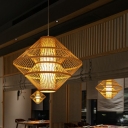 Contemporary Hand-Weaving Ceiling Light Bamboo Single Dining Room Pendant Light Fixture