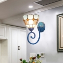 Floral Wall Light Sconce 1-Light Glass Mediterranean Wall Lamp with Swirling Arm