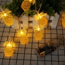 Plastic Pineapple Shape Solar Powered String Lamp Art Decor Yellow LED Fairy Lighting