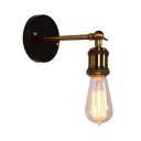 Single Bare Bulb Wall Mount Lighting Industrial Metal Sconce Lamp with Pivot Joint