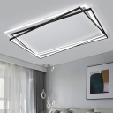 Geometrical Flush Light Modern Style Acrylic Bedroom LED Flush Ceiling Light in Black and White
