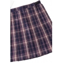 Stylish Women's Skirt Plaid Print High Waist Pleated Detail Invisible Zip Mini Skirt