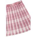 Trendy Women's Skirt Plaid Pattern High Waist Pleated Detailed Invisible Zipper Regular Fitted Mini Skirt