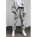 Trendy Women's Co-ords Solid Color Round Neck Long Sleeve Oversized Pullover Sweatshirt with Pants Set