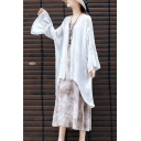 Leisure Womens Coat Solid Color Bell Sleeve Open Front High Low Hem Longline Loose Coat