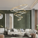 Circular Living Room LED Ceiling Lighting Modern Acrylic Contemporary LED Hanging Light in Gold