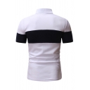 Mens Summer Stylish Camo Patchwork Short Sleeve Three-Button Slim Fit Polo Shirt