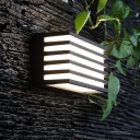 Rectangular Front Door Wall Mount Light Plastic Modern LED Sconce with Grid in Black