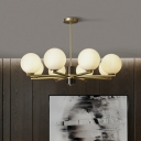 Sphere Cream Glass Chandelier Postmodern Gold Finish Hanging Light for Living Room