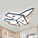 Kids Style Plane Flush Light Acrylic Bedroom LED Led Surface Mount Ceiling Light in Blue