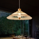 Umbrella Suspension Light Simplicity Bamboo 1-Light Restaurant Pendant Light Fixture