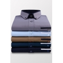 Mens Trendy Shirt Contrast Trim Cotton Single Breasted Thin Button down Collar Long Sleeve Slim Shirt with Chest Pocket