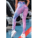Fitness Womens Leggings Tie Dye Printed High Waist Ankle Skinny Leggings