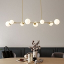 Minimalist Ball Shade Hanging Light Handblown Glass Dining Room Island Ceiling Light