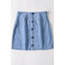 Leisure Womens Skirt Solid Color Corduroy Mid Rise Button Up Mini A-line Skirt