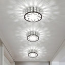 Black Round LED Ceiling Mounted Lamp Decorative Crystal Flush Mount Spotlight for Aisle