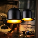 Hat Shaped Pendant Light Contemporary Iron 1 Head Restaurant Suspension Light Fixture in Black