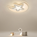 Acrylic Star and Crescent Flush Light Modern Style White LED Flush Ceiling Light Fixture