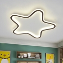 Star Shaped LED Ceiling Mount Lamp Cartoon Acrylic Black Flush Light Fixture for Kids Bedroom