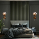 Brass Finish Ball Wall Lamp Minimalist Glass Wall Mount Lighting with Crystal Ball Deco for Bedroom