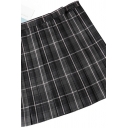 Unique Women's Skirt Plaid Print High Waist Pleated Detail Invisible Zip Mini Skirt