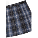 Trendy Women's Skirt Plaid Pattern Invisible Zipper High Rise Straight Mini Skirt
