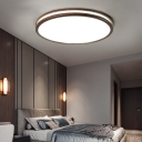 Minimalistic LED Ceiling Flush Light Dark-Wood Geometric Flush Mounted Lamp with Acrylic Shade