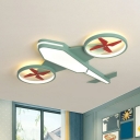 Airplane Childrens Bedroom Ceiling Fixture Metal Simplicity LED Flush Mount Lighting in Warm Light