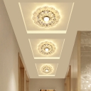 Clear Scalloped LED Ceiling Light Decorative Crystal Flush Mount Lighting Fixture for Corridor