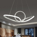 Aluminum Twisted Hanging Lamp Minimalism White LED Chandelier Lighting for Dining Room