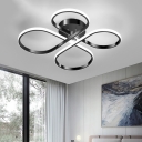 Black Clover LED Semi Mount Lighting Simplicity Metal Ceiling Mounted Fixture for Bedroom